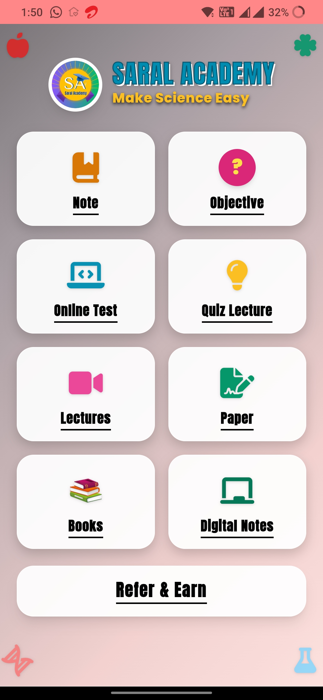 Saral Academy App UI Screen 3