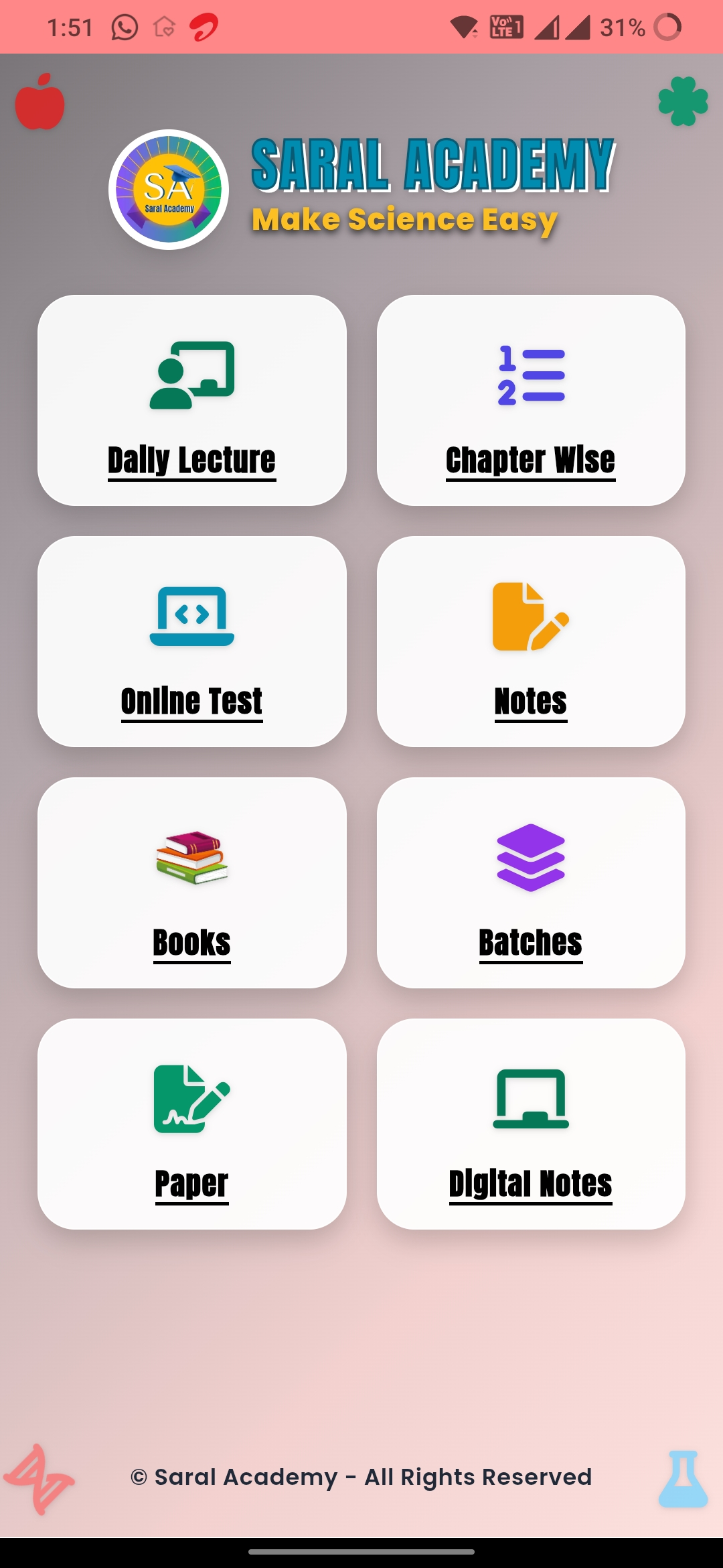 Saral Academy App UI Screen 4
